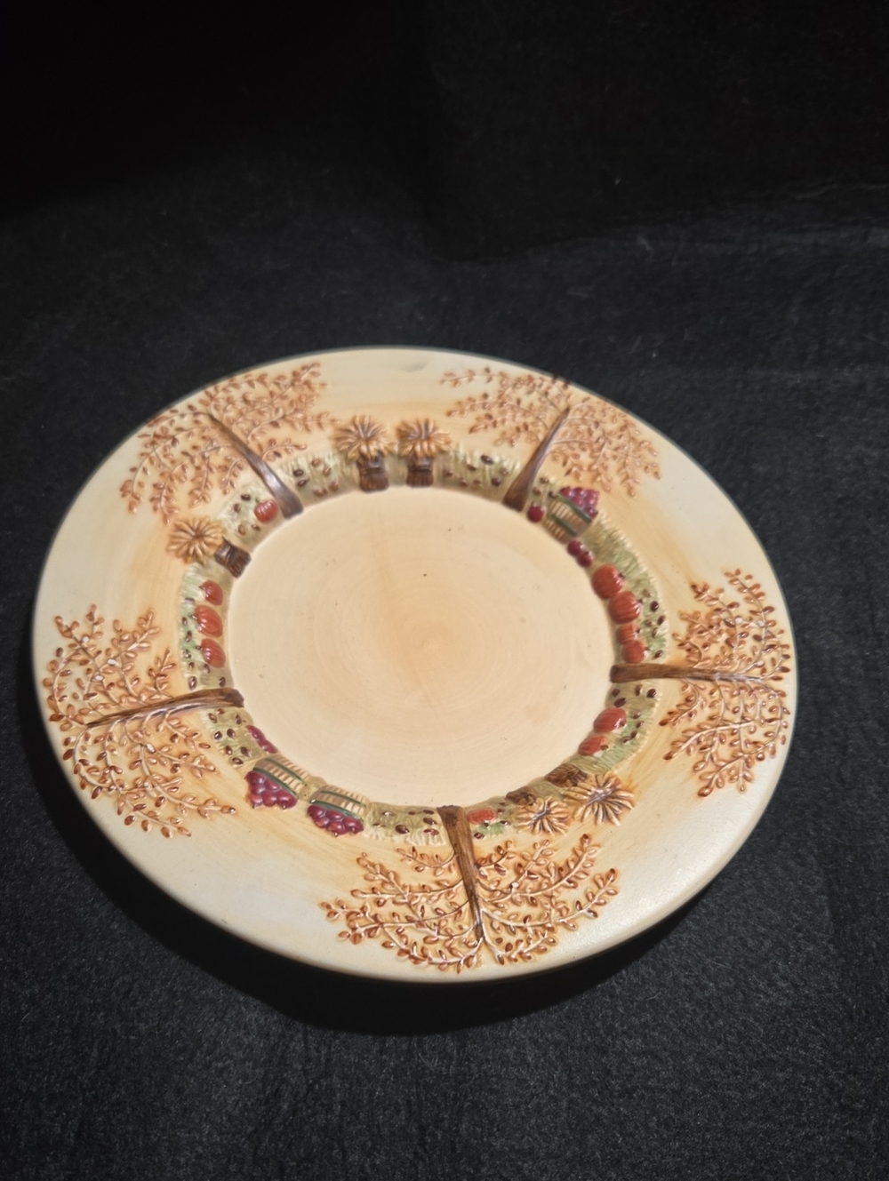 Yankee Candle Cream Ceramic Candle Plate with Autumn Fruit Border